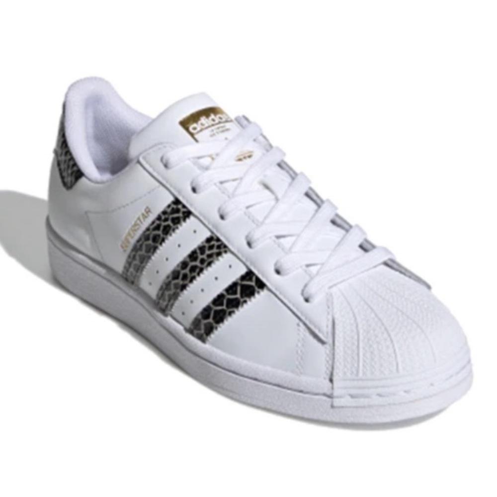 Adidas Superstar White Sneakers with Snake Print FV3294
